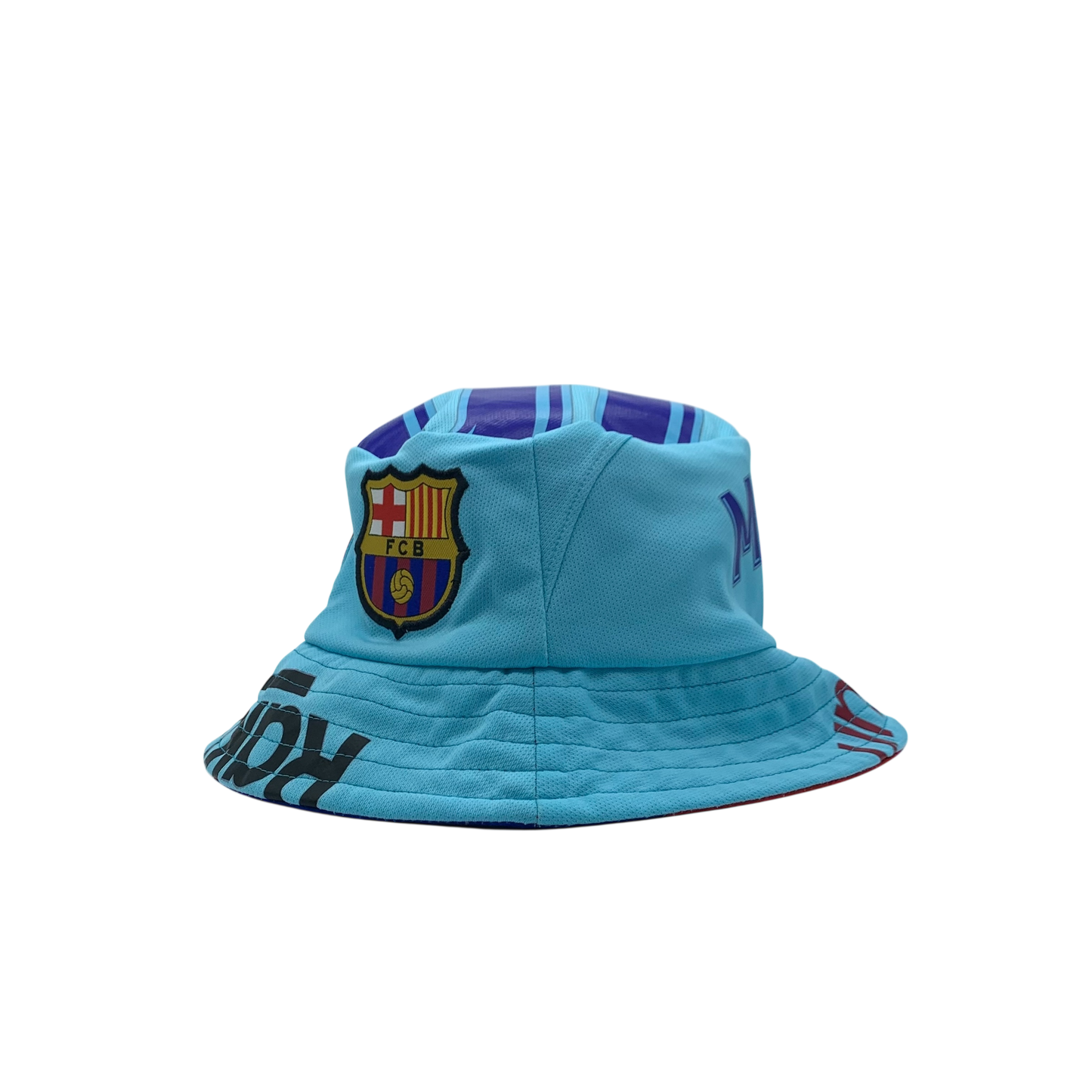 Barcelona Upcycled Messi Shirt Bucket Hat - Reversible