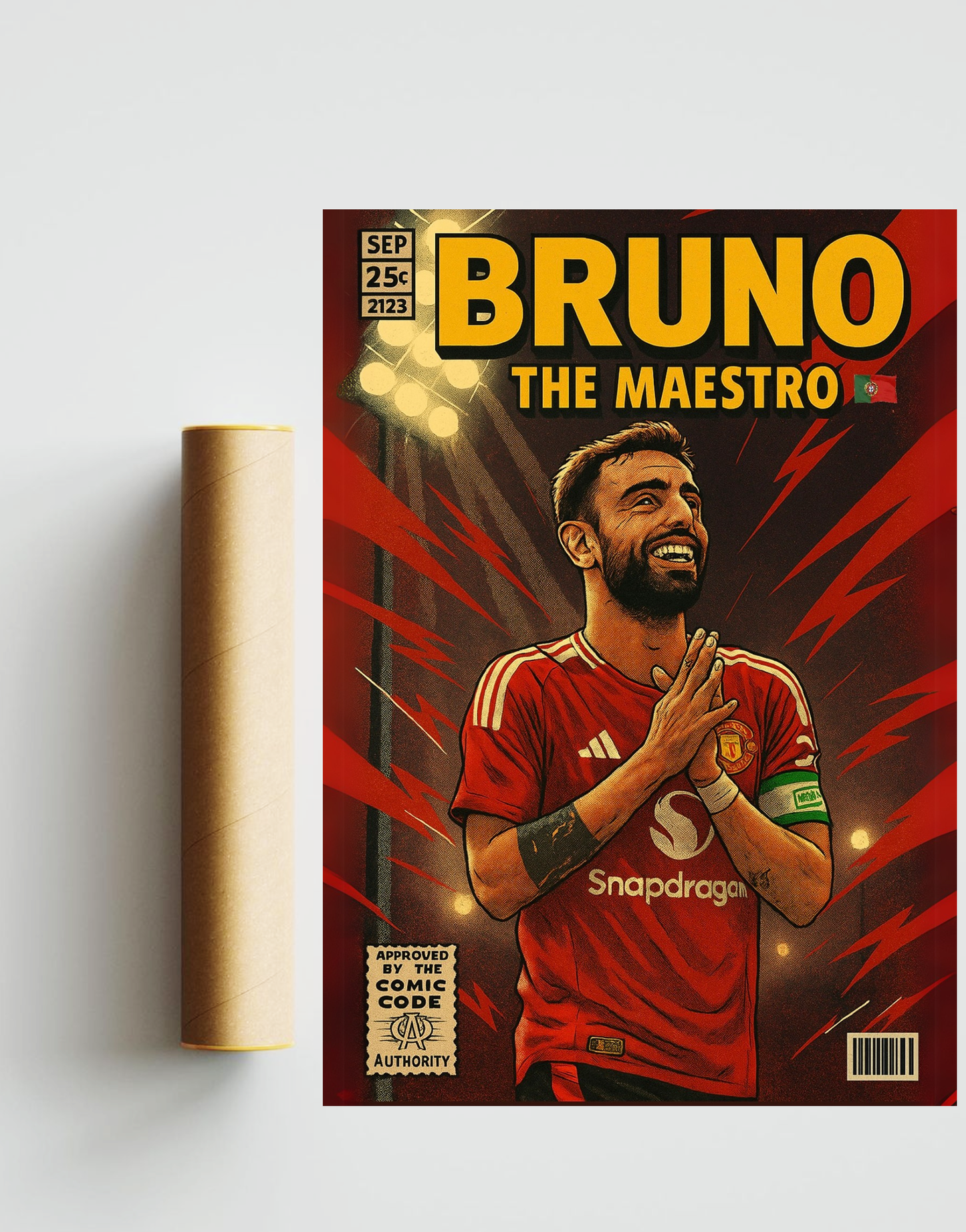 Bruno Fernandes Comic Book Style A3 Print