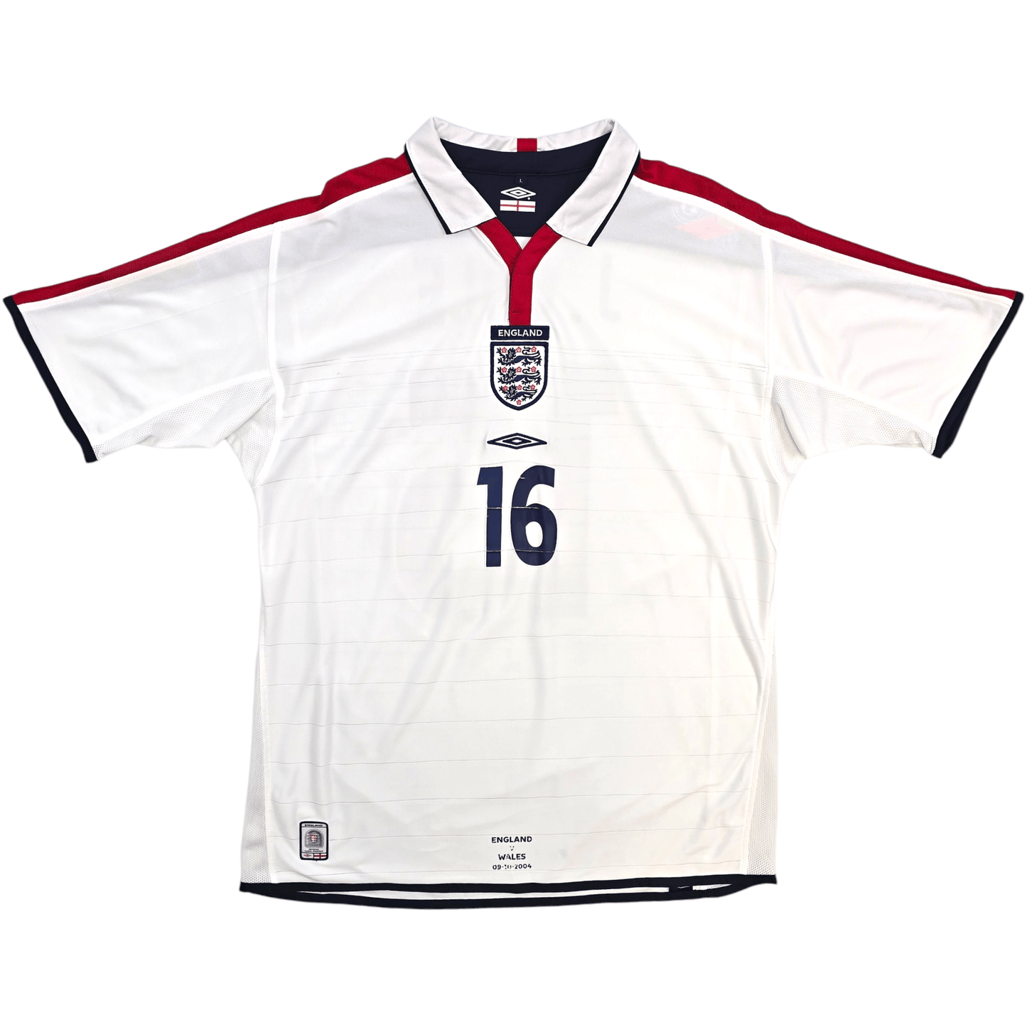 2003/05 England Home Football Shirt (L) Umbro #16 J. Cole