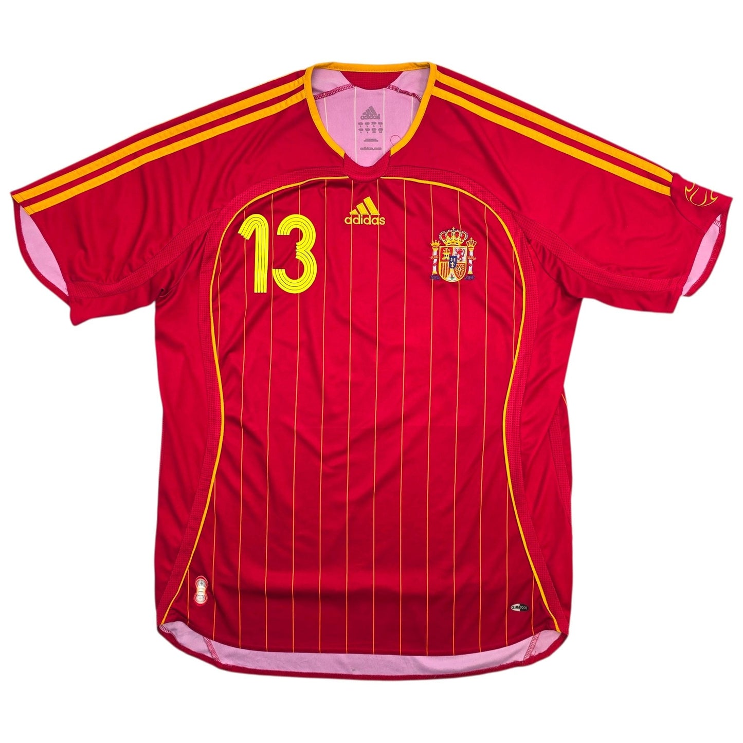 2006/08 Spain Home Football Shirt (L) Adidas #13 A. Iniesta