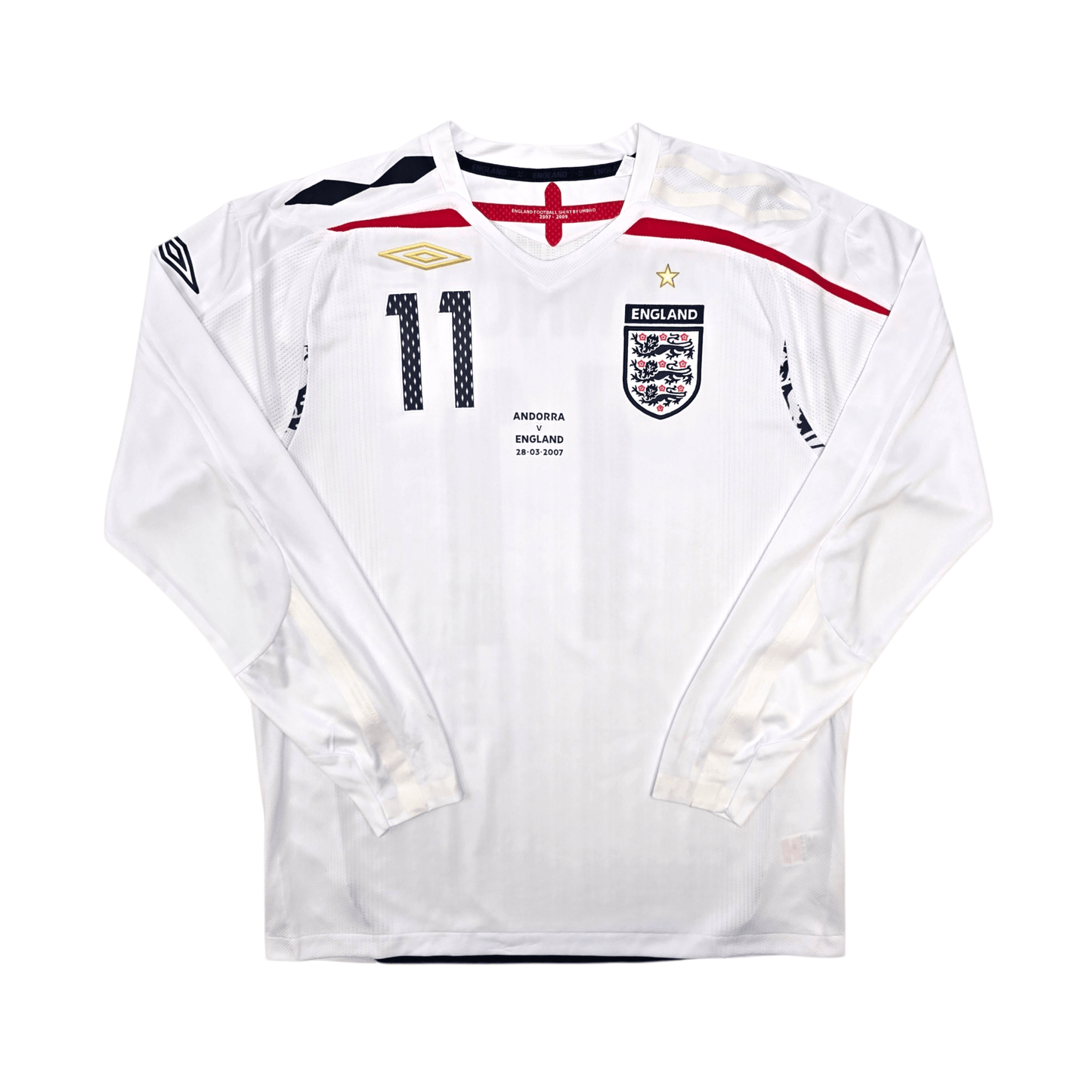 2007/09 England Home Football Shirt (L) Umbro #11 Lennon