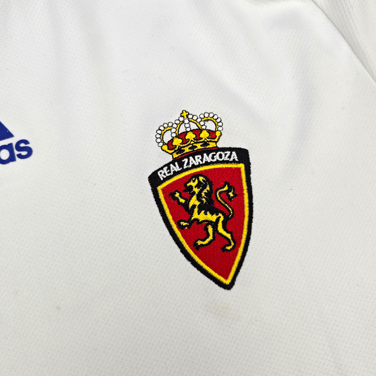 2009/10 Real Zaragoza Home Football Shirt (L) Adidas Player Version