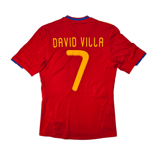 2010/11 Spain Home Football Shirt (S) Adidas #7 David Villa