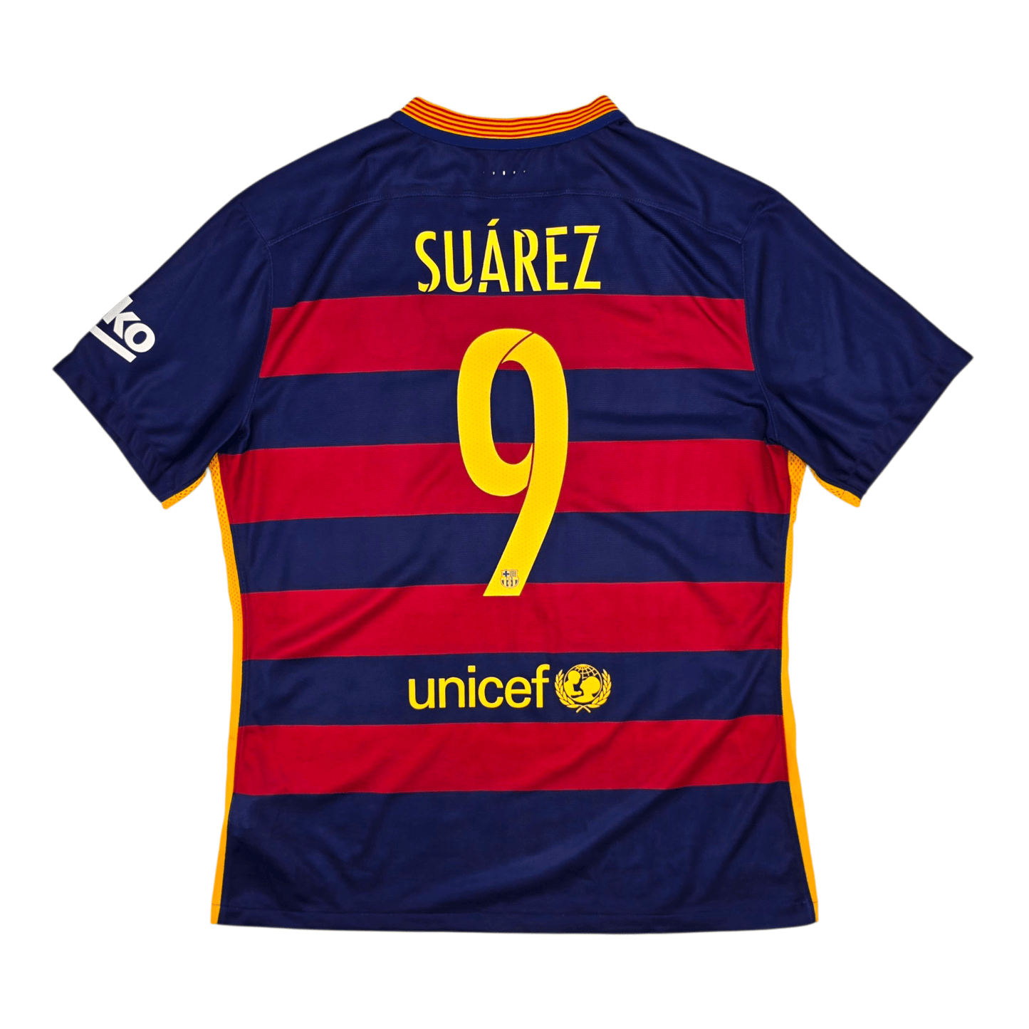 2015/16 Barcelona Home Football Shirt (XL) Nike #9 Suarez (Player Version)