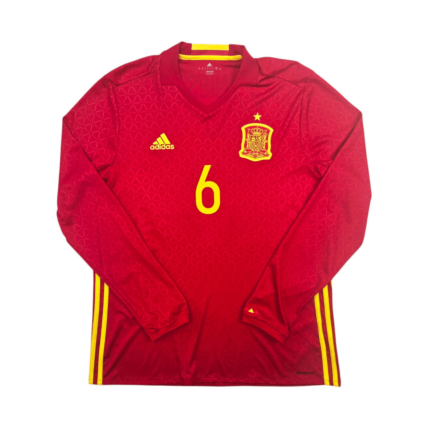 2016/17 Spain Home Football Shirt (L) Adidas #6 A.Iniesta