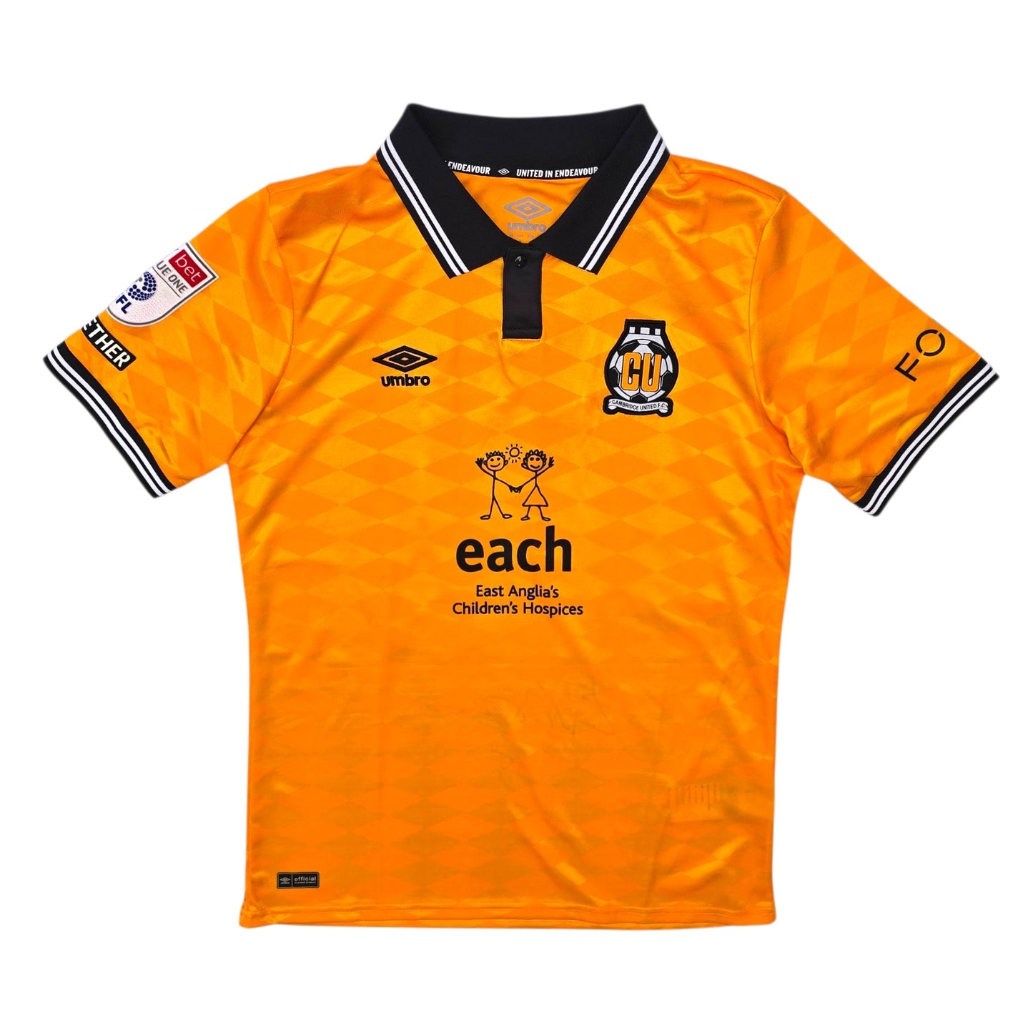 2024/25 Cambridge United Home Football Shirt (M) Umbro #45 Longelo (Signed | Match Issue)