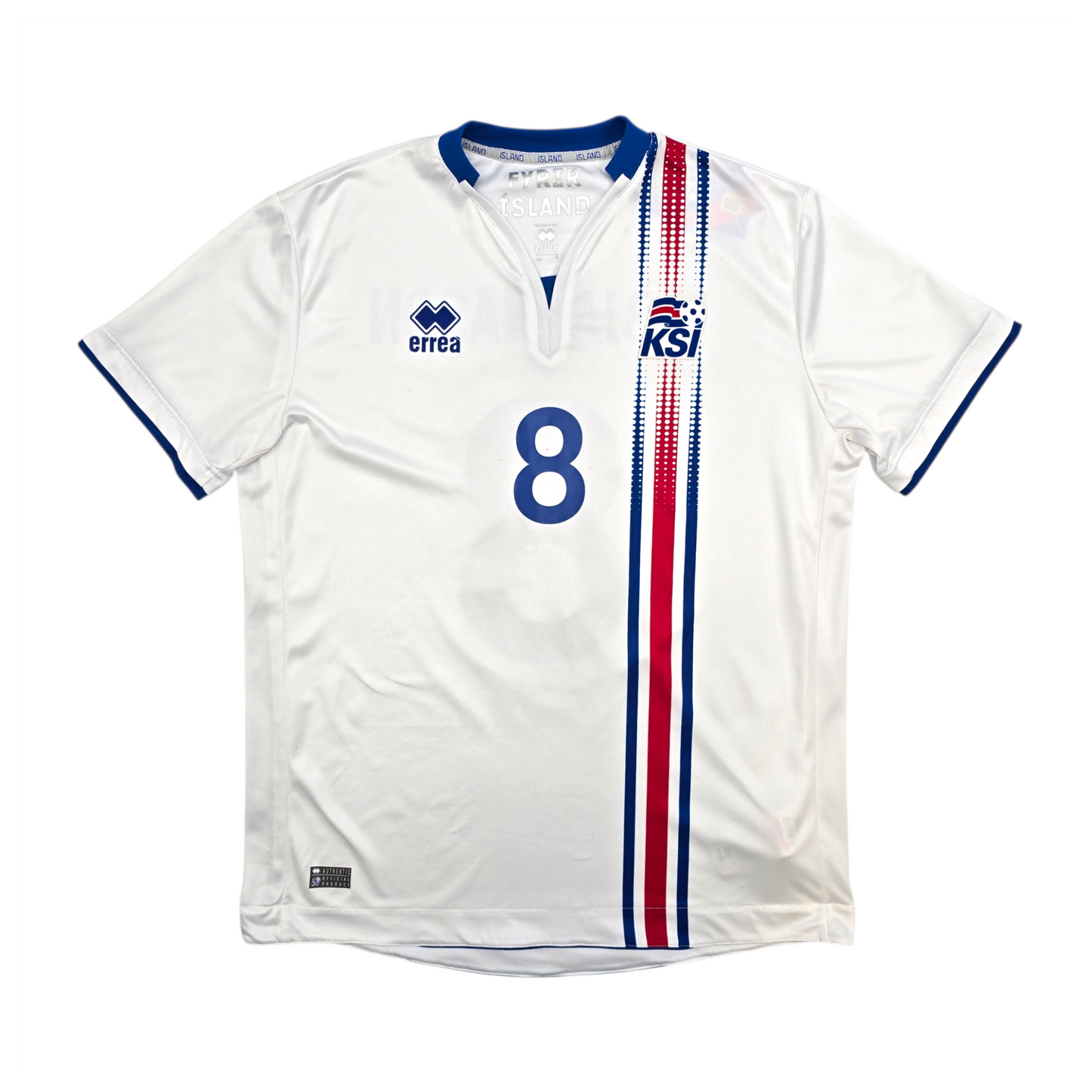 2016/18 Iceland Away Football Shirt (L) Errea #8 B. Bjarnason