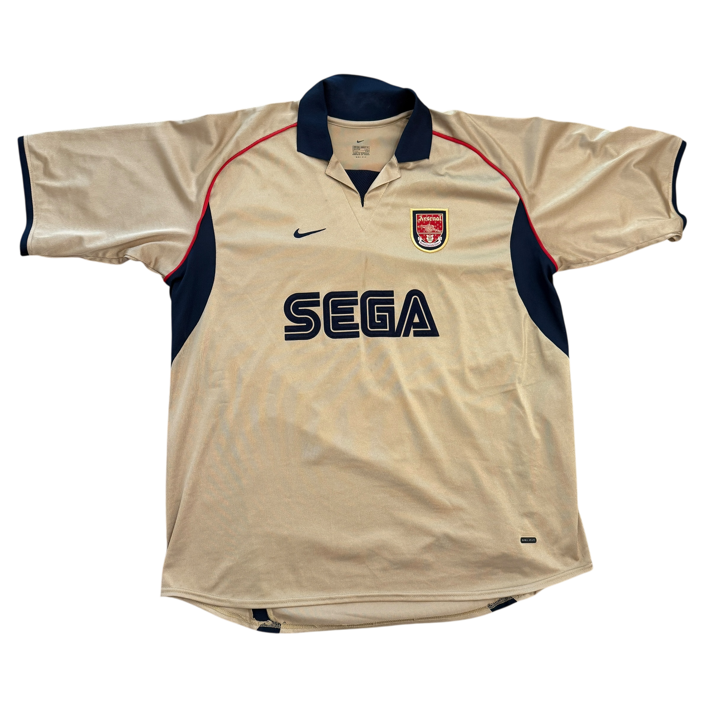Arsenal 2001/2002 Away Shirt Gold Sega front