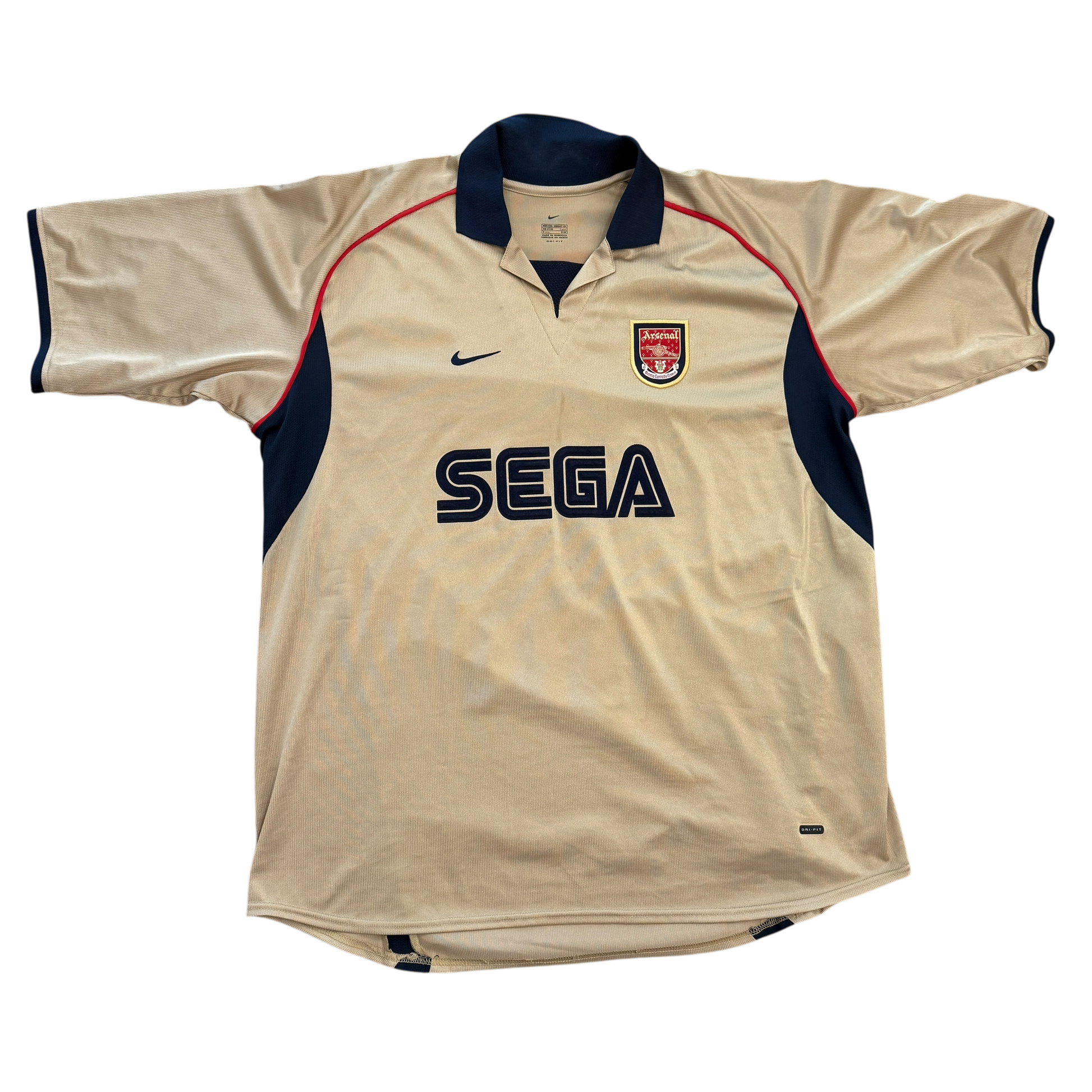 Arsenal 2001/2002 Away Shirt Gold Sega front