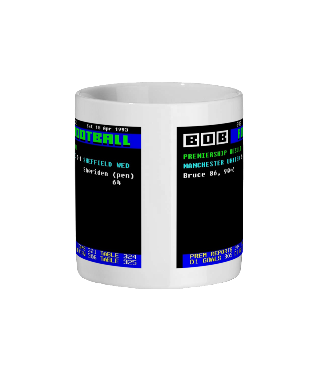 Manchester United 2-1 Sheffield Wednesday 1993 Ceefax Style Mug