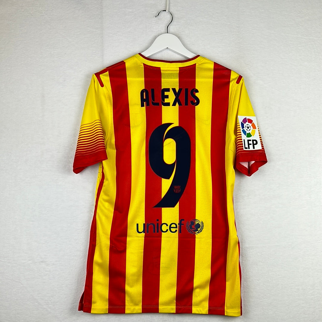 Barcelona 2013 2014 Player Issue Away Shirt Alexis 9 Casual Football Shirts