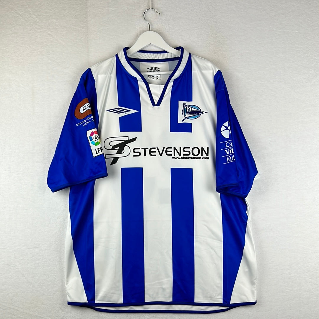 Alaves 2005-2006 Match Worn Home Shirt Front Stevenson sponsor
