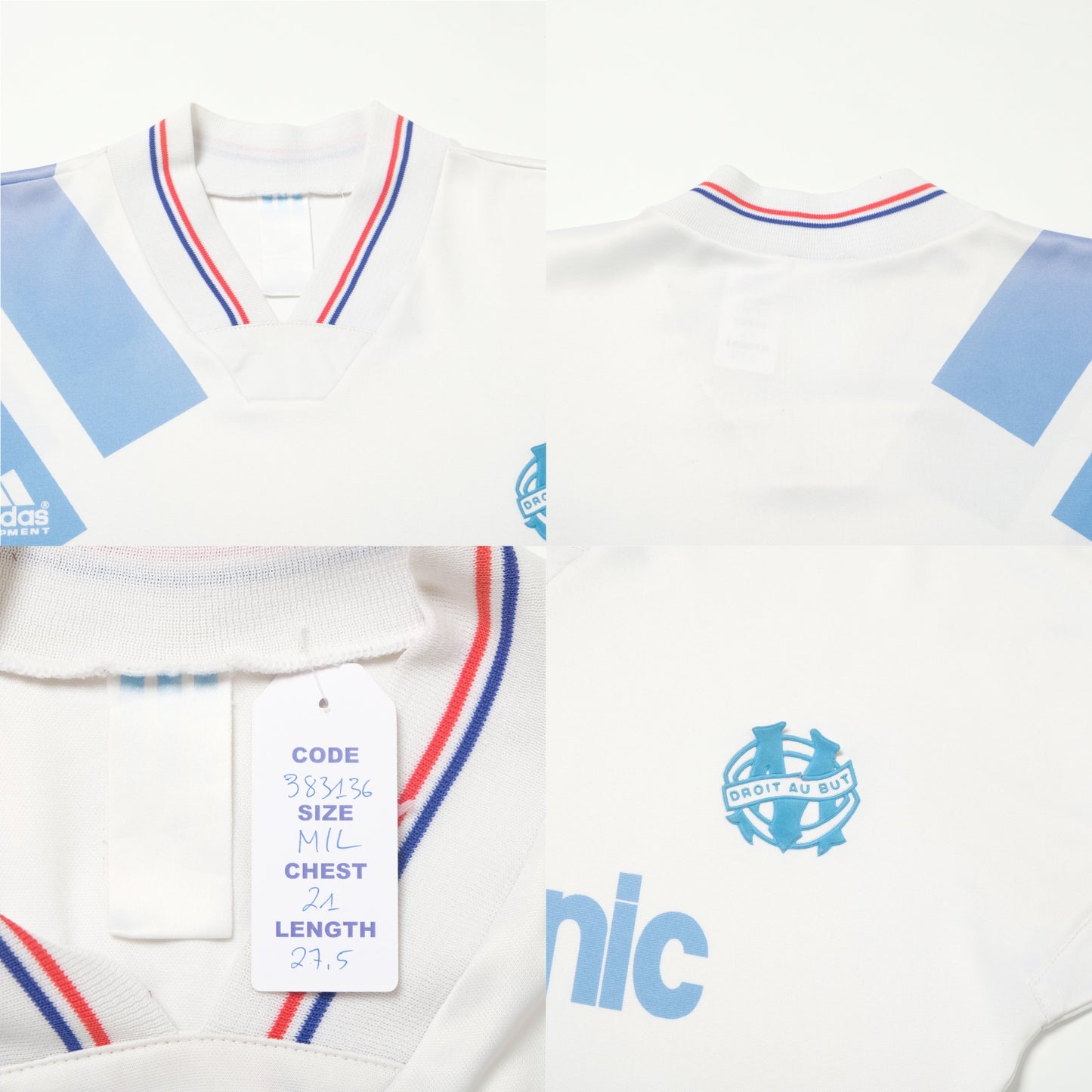 1991/92 Olympique Marseille Home Shirt Adidas (M/L)