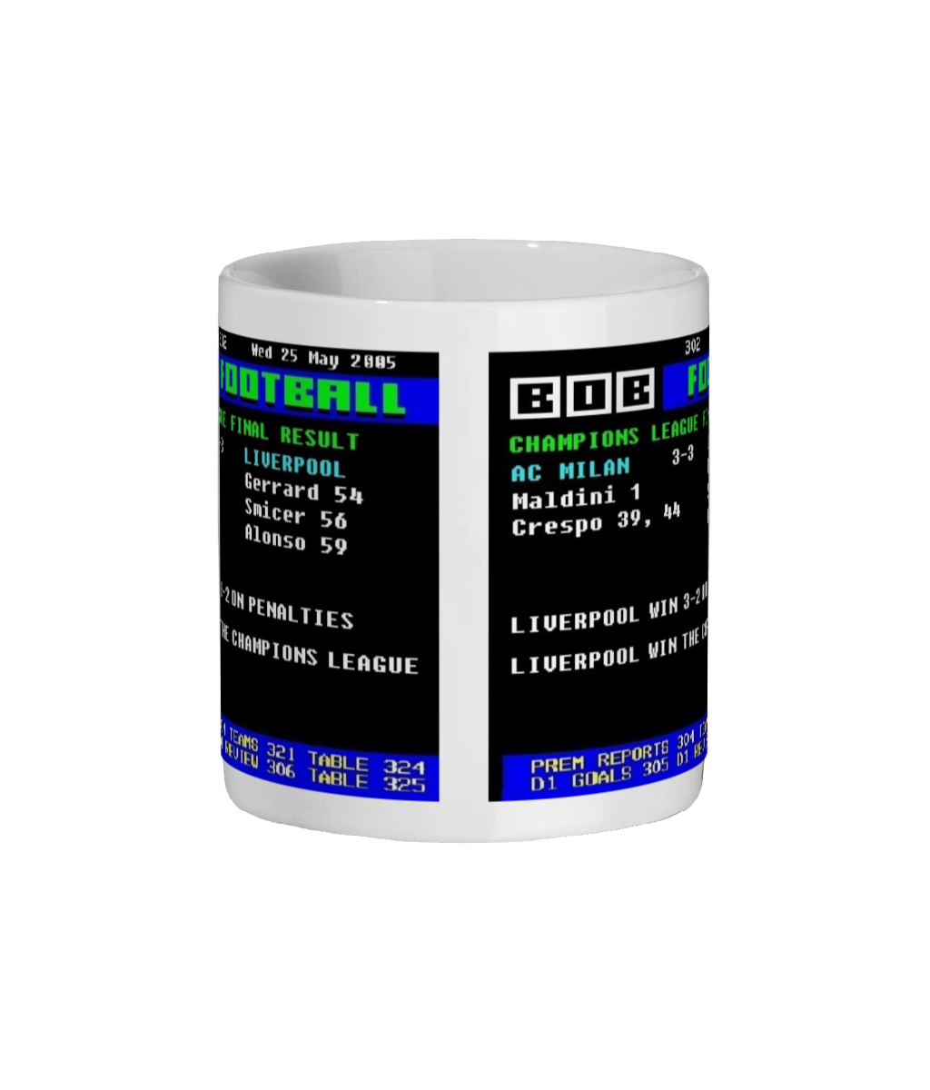 AC Milan v Liverpool Champions League Final 2005 Ceefax Style Mug