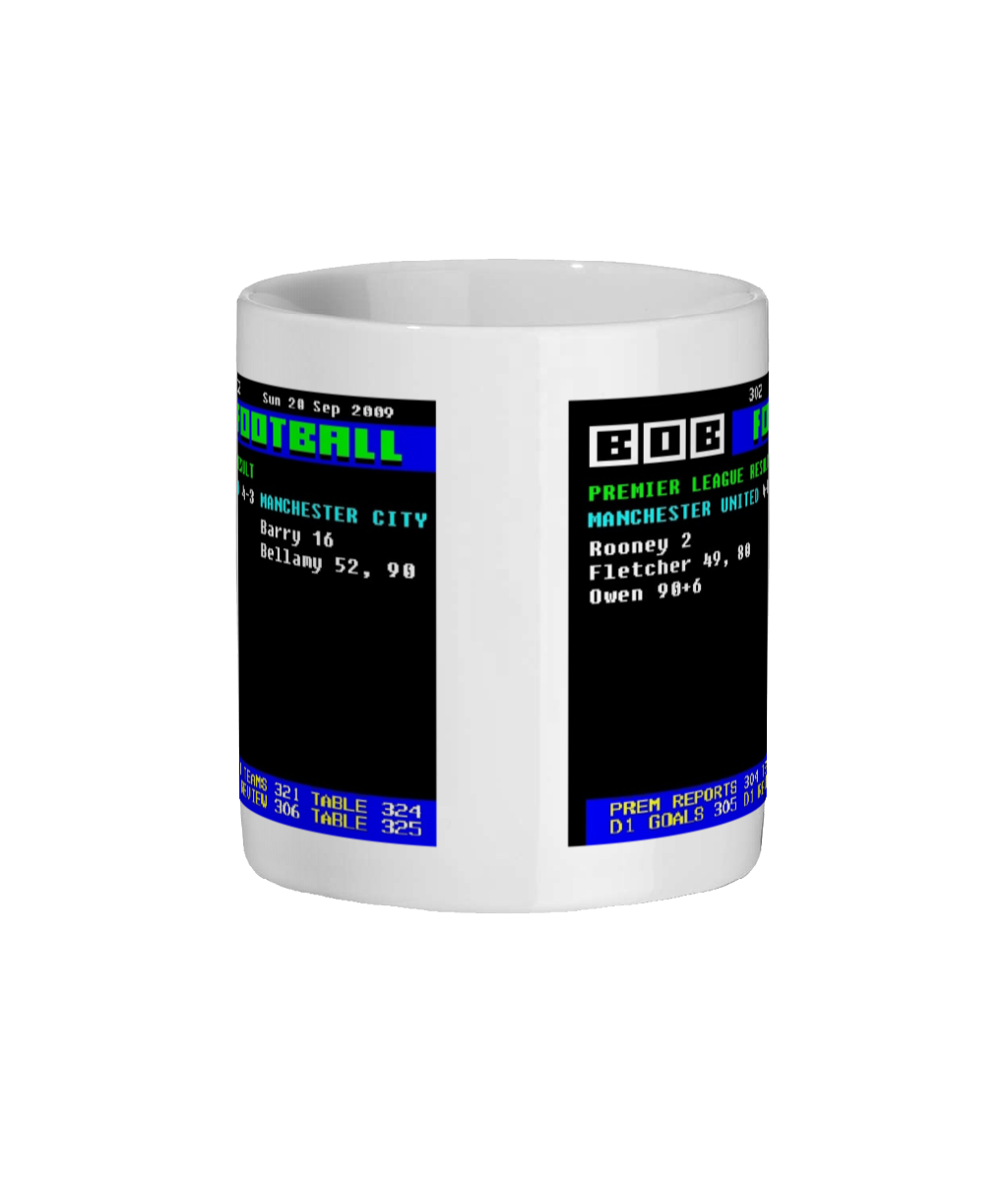 Manchester United 4-3 Manchester City 2009 Teletext Style Mug