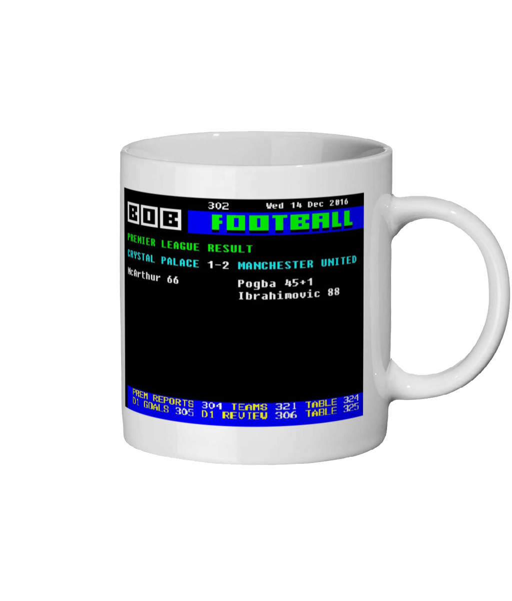 Crystal Palace 1-2 Manchester United 2016 Ceefax Style Mug