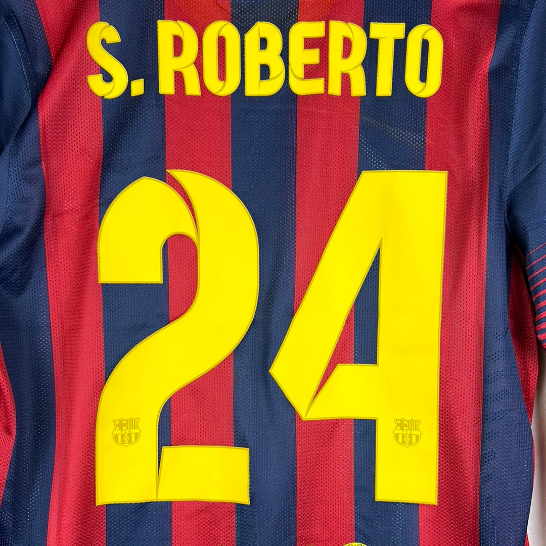 Barcelona 2013/2014 Player Issue Home Shirt - S.Roberto 24 - Long Sleeve