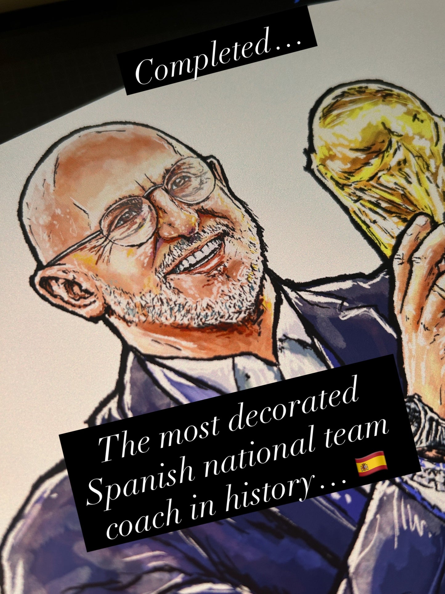 Luis de la Fuente Spain World Champion 2026 Art Football Print