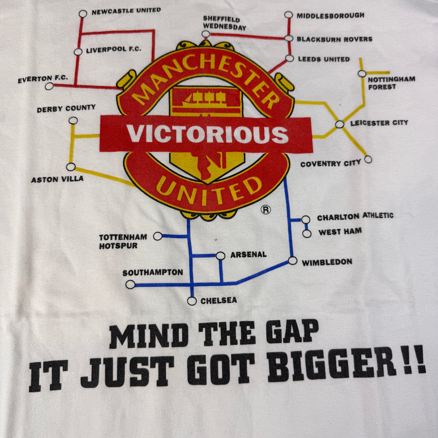 Vintage 1990s Manchester United Premiership Route T-Shirt