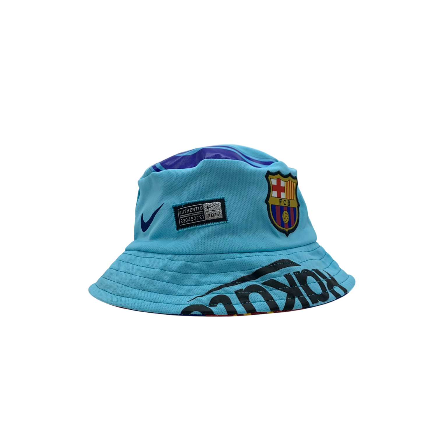 Barcelona Upcycled Messi Shirt Bucket Hat - Reversible
