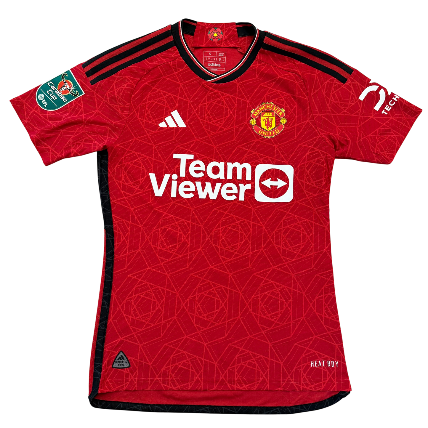 Manchester United 2023/2024 Match Issue Home Shirt front with Team Viewer sponsor and Authentic patch