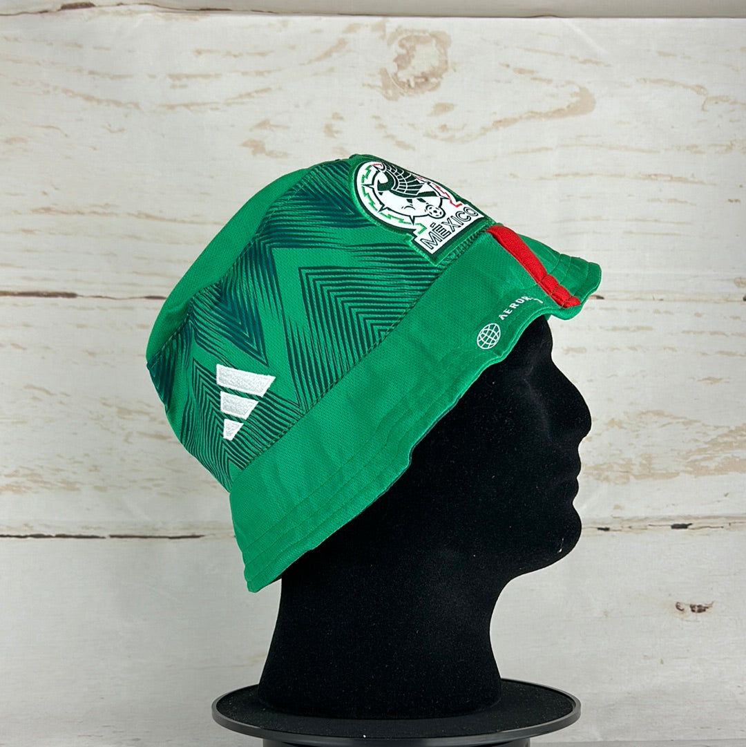 Mexico 2022 Upcycled Home Shirt Bucket Hat Casual Football Shirts