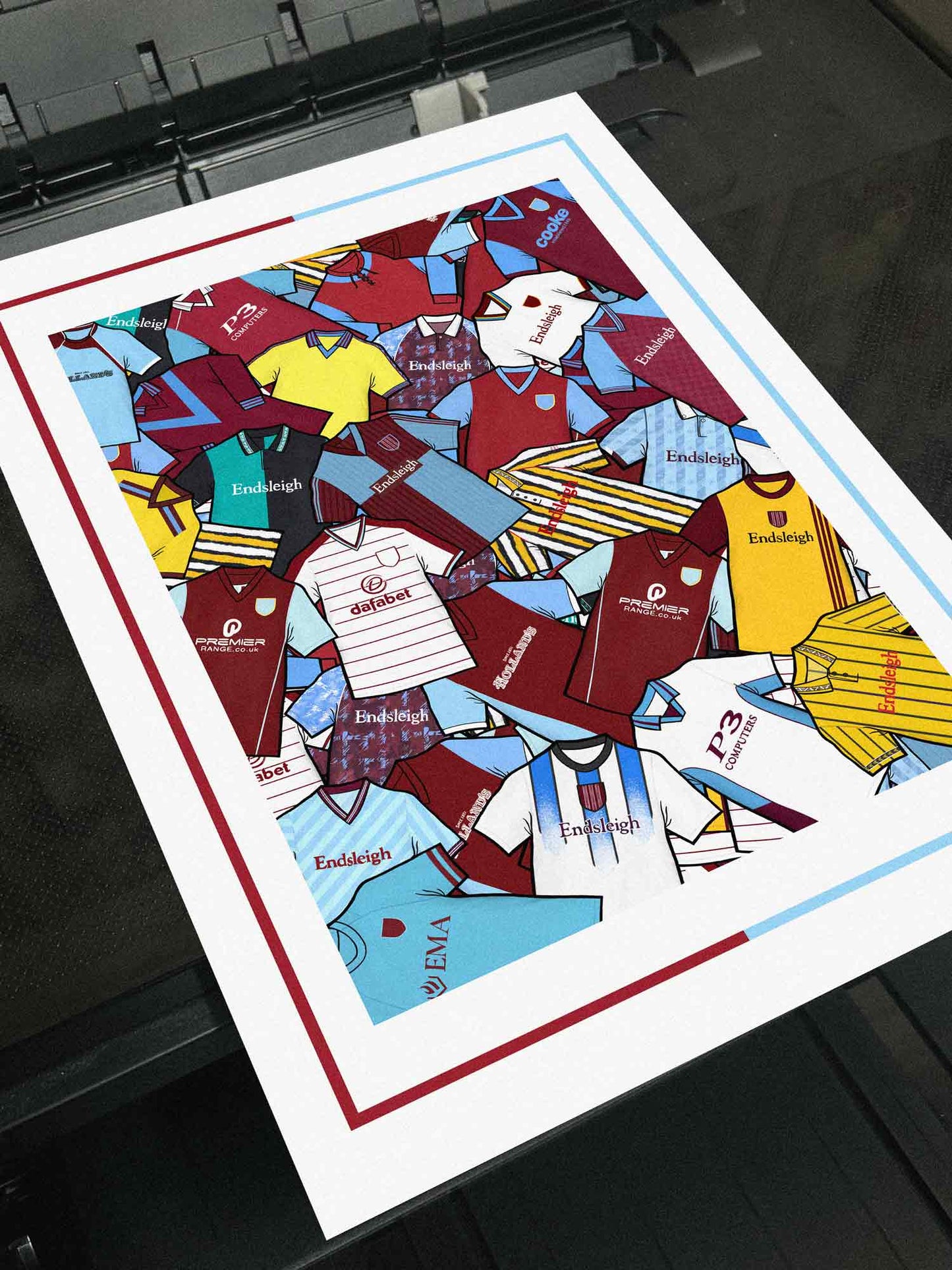 Burnley Kit Collage Retro Shirts Football Print