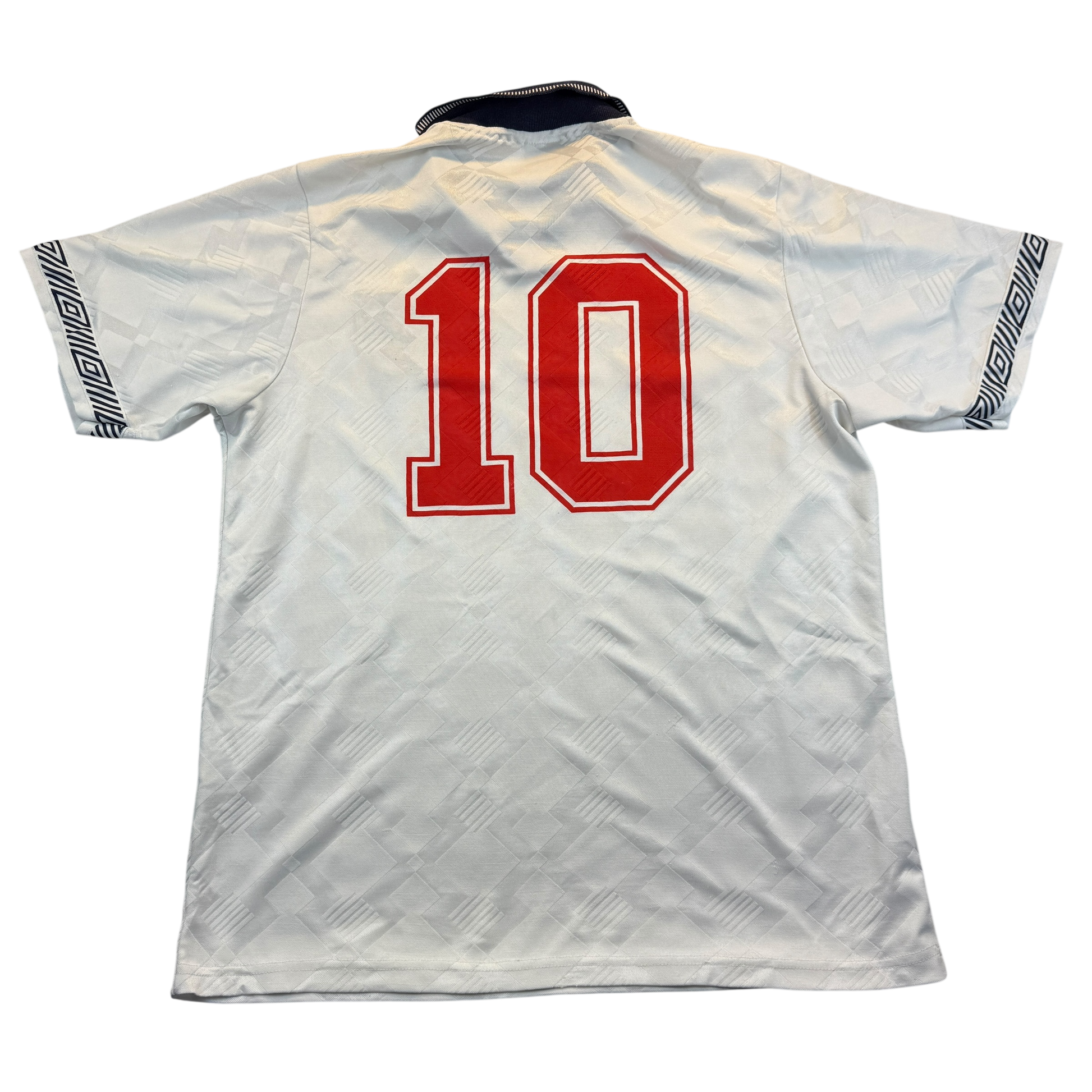 England 1990 Player Issue Home Shirt back with red 10 print