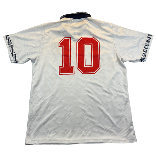 England 1990 Player Issue Home Shirt back with red 10 print