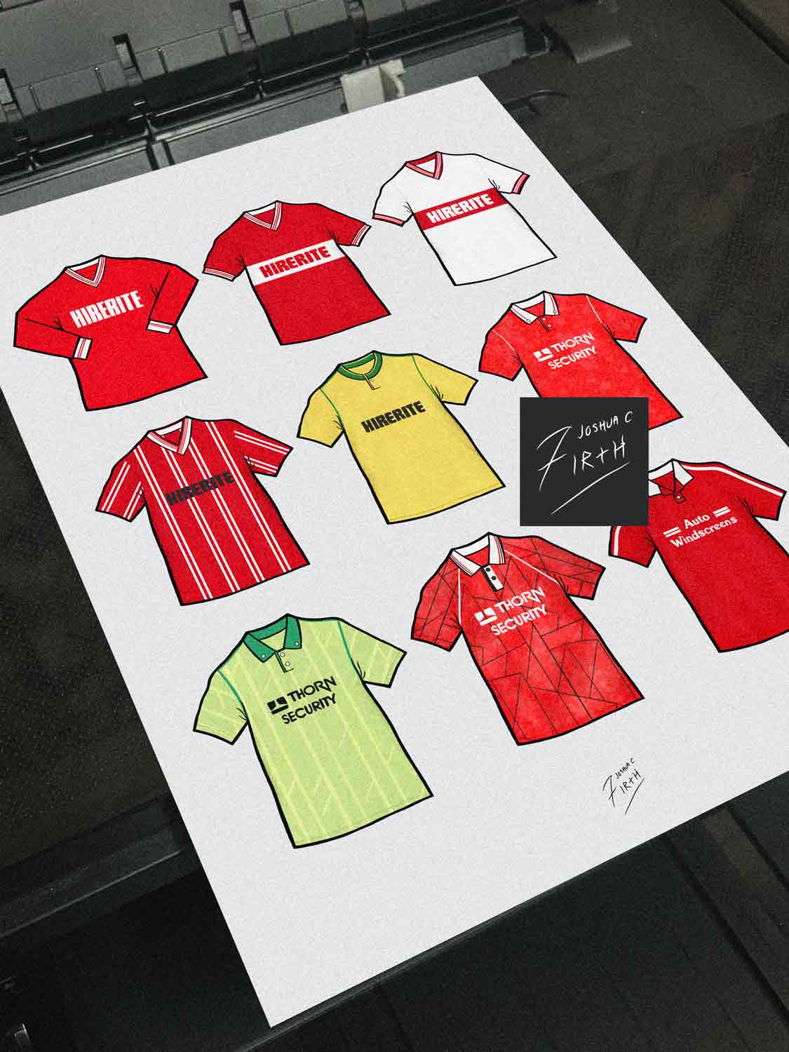 Bristol City Retro Shirts Football Print (9 Shirts)
