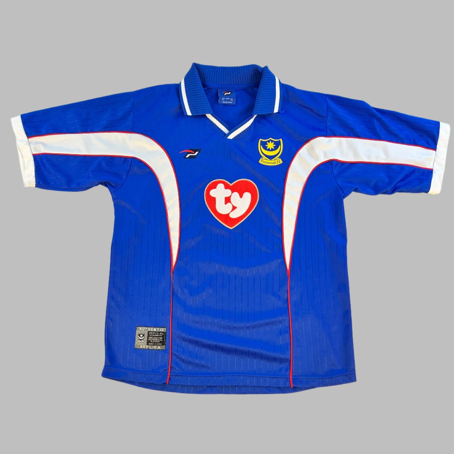 Portsmouth 2002/2003 Home Shirt front with ty sponsor