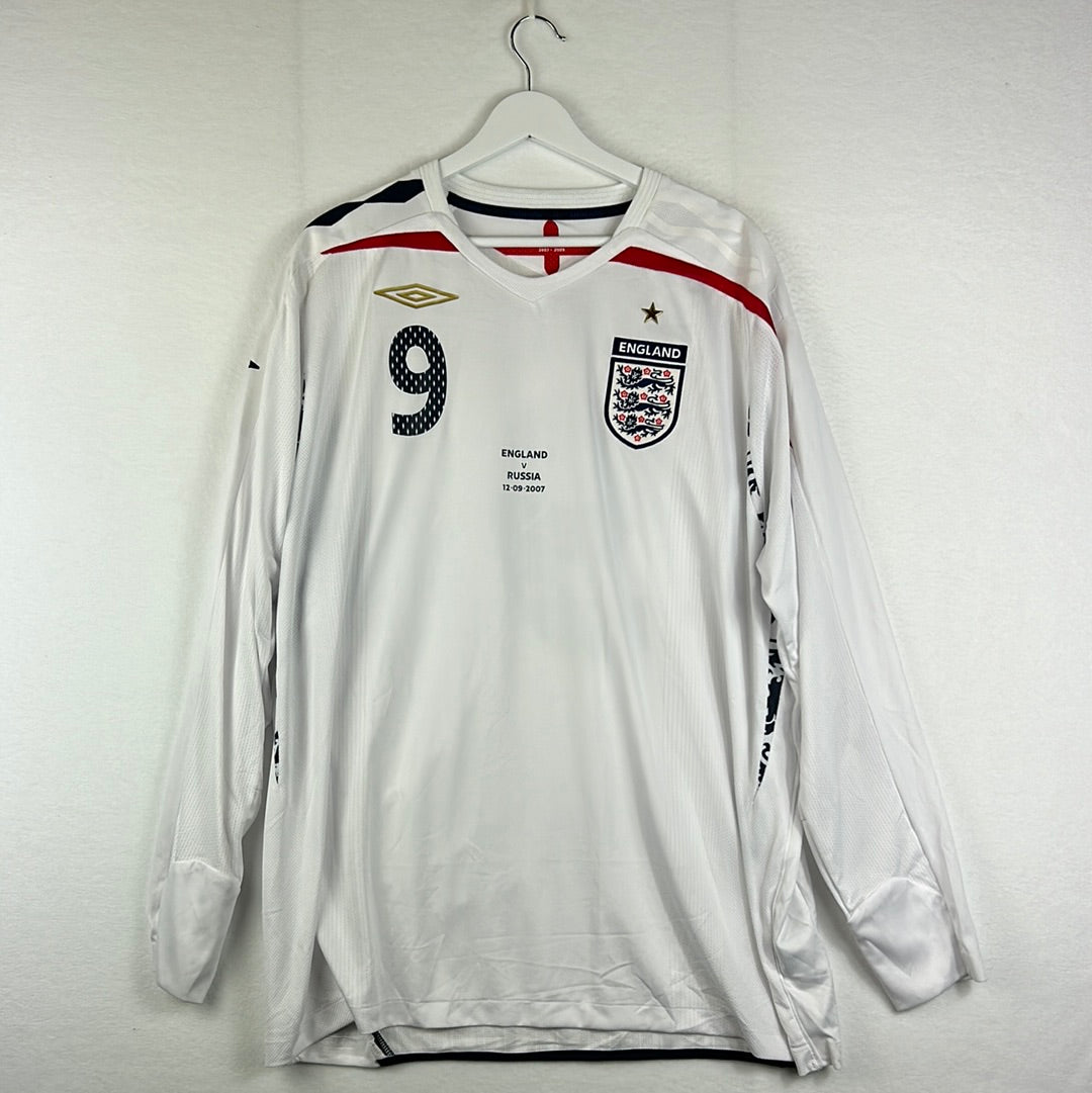 England Player Issue 2007 Home Shirt - Front with 9 print and match details