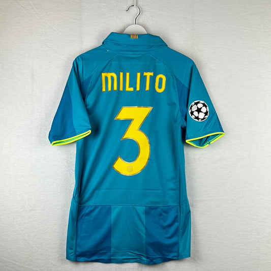 Barcelona 2007/2008 Player Issue Away Shirt - Milito 3 - CL
