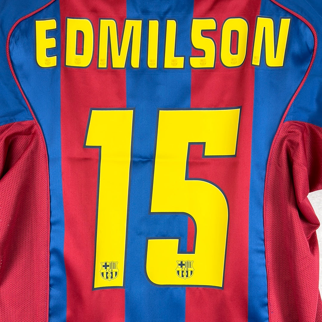 Barcelona 2004/2005 Match Worn Home Shirt - Edmilson - Squad & Eusebio Signed - COA
