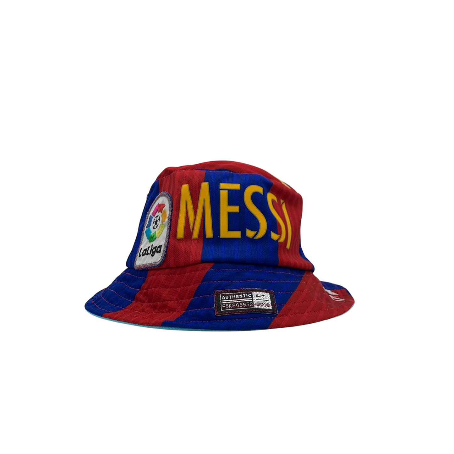 Barcelona Upcycled Messi Shirt Bucket Hat - Reversible