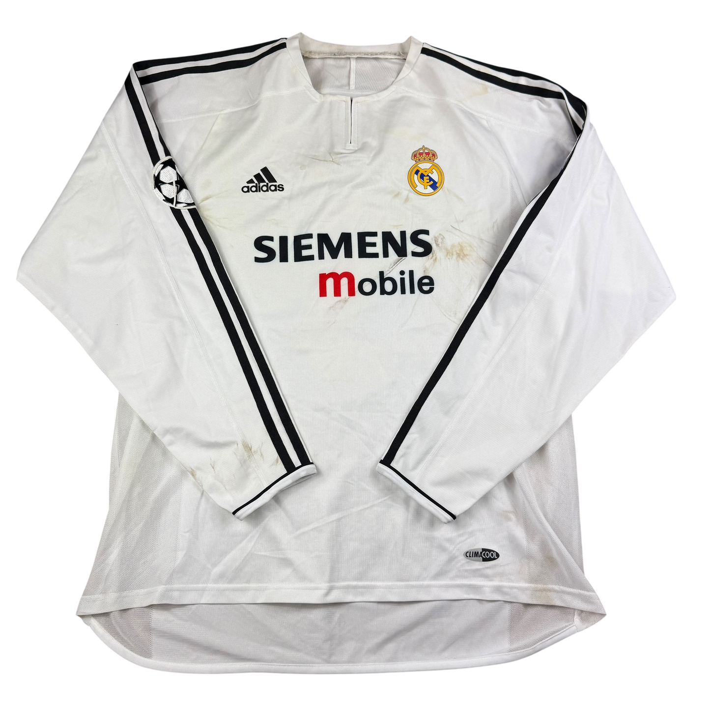 White sports jersey with visible branding on a white background