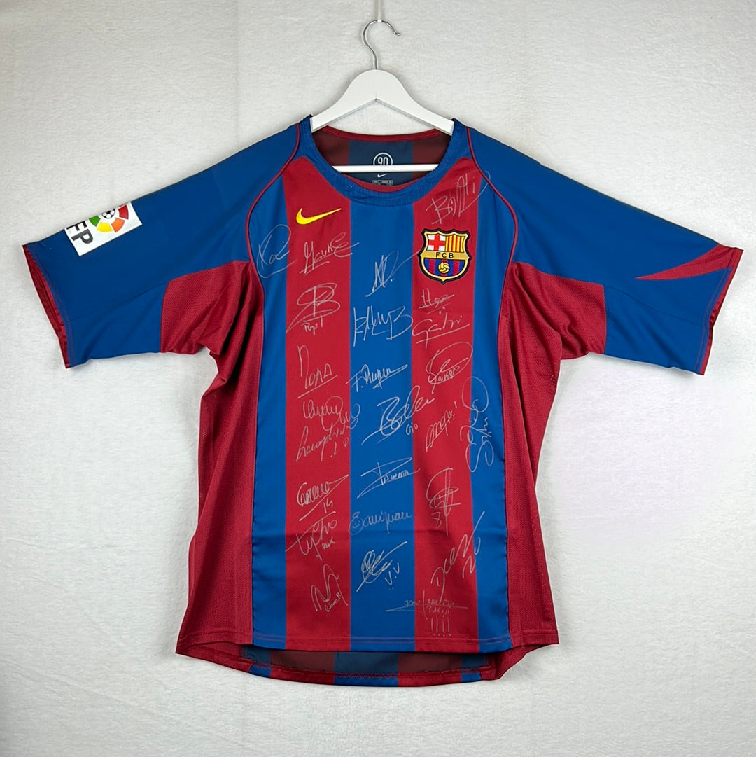 Barcelona 2004/2005 Match Worn Home Shirt - Edmilson - Squad & Eusebio Signed - COA