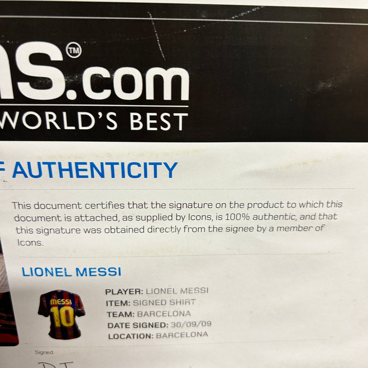 Lionel Messi 2009/2010 Signed Framed Shirt - Icons COA