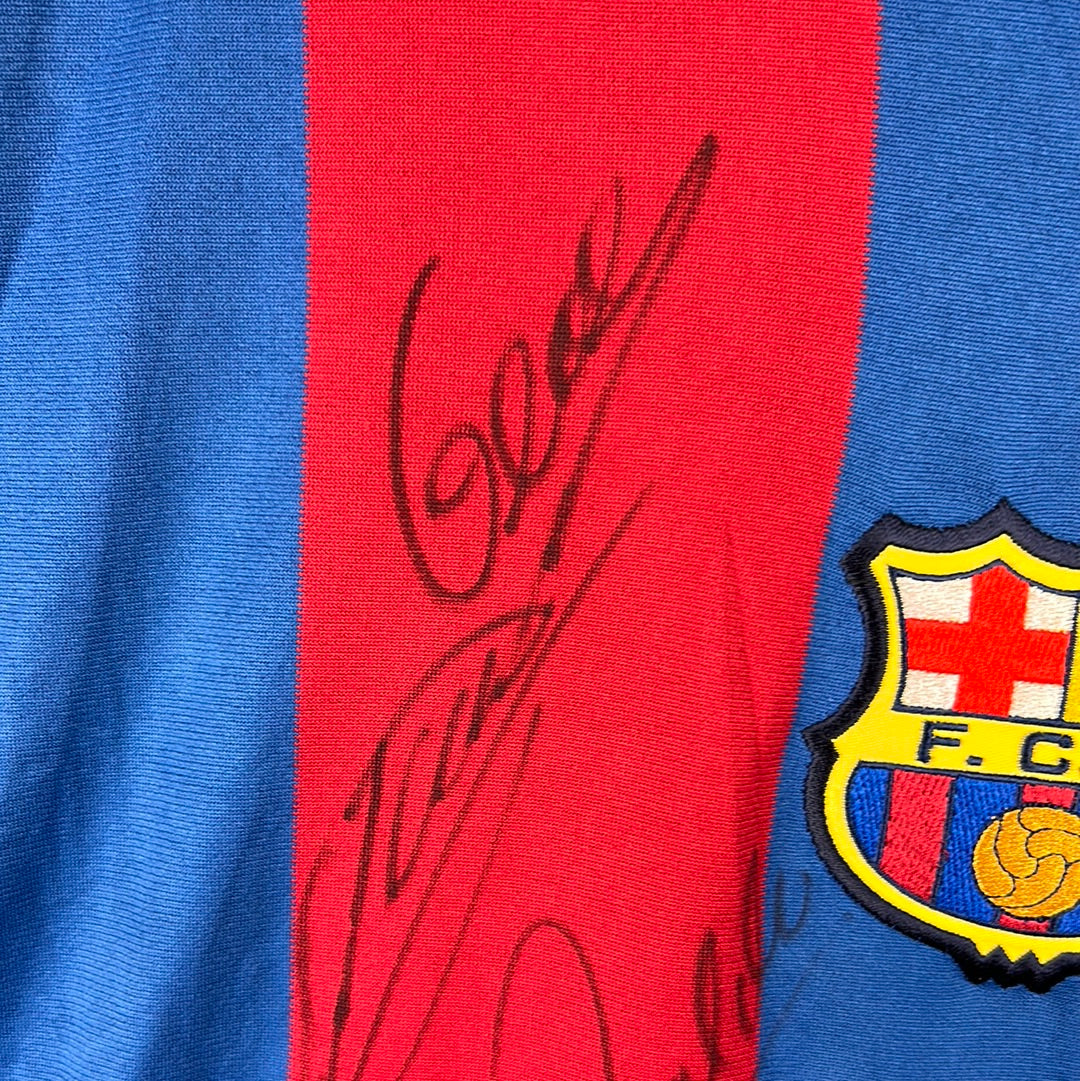 Barcelona 1998/1999 Squad Signed Home Shirt - Large - Excellent Condition