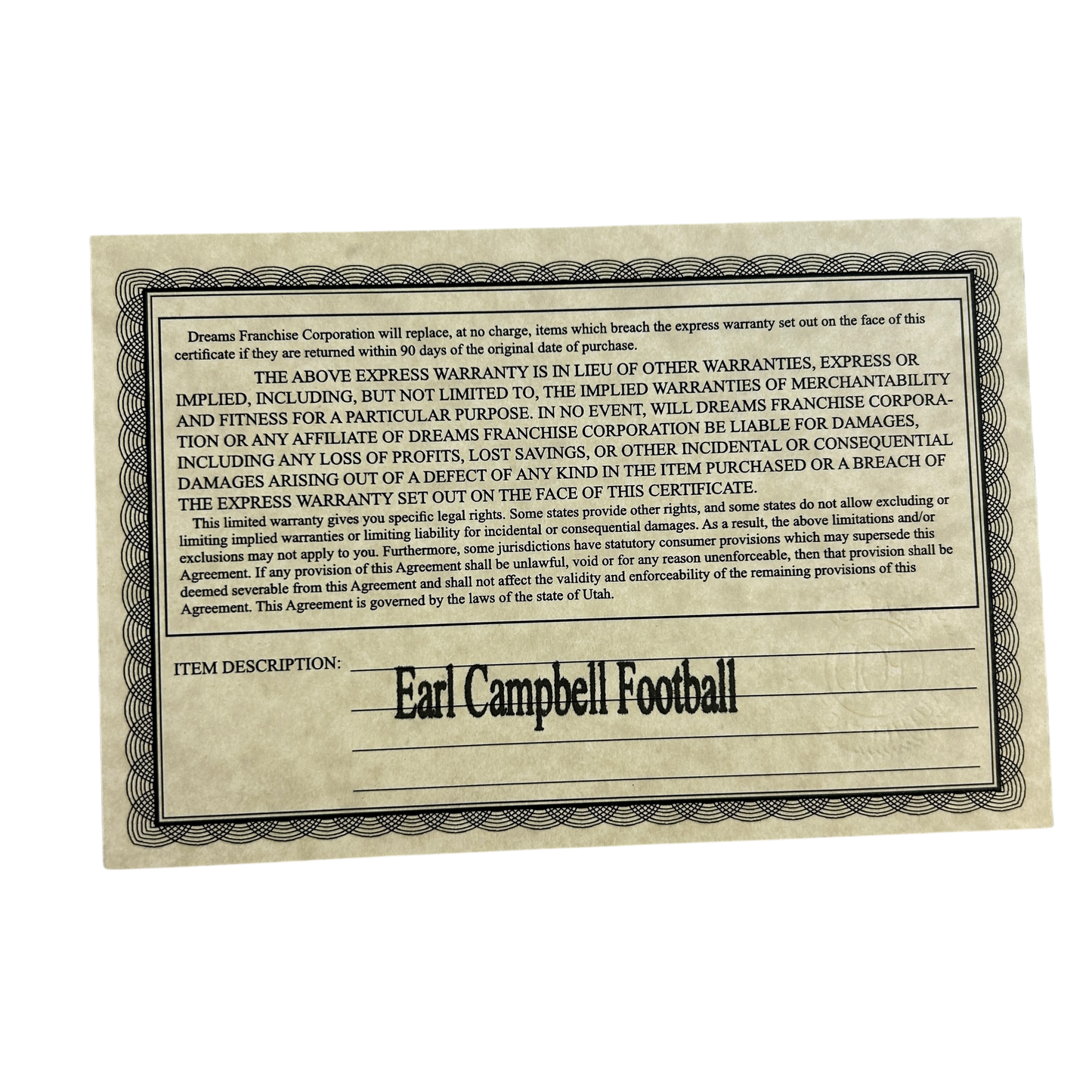 Earl Campbell Signed NFL Ball - COA