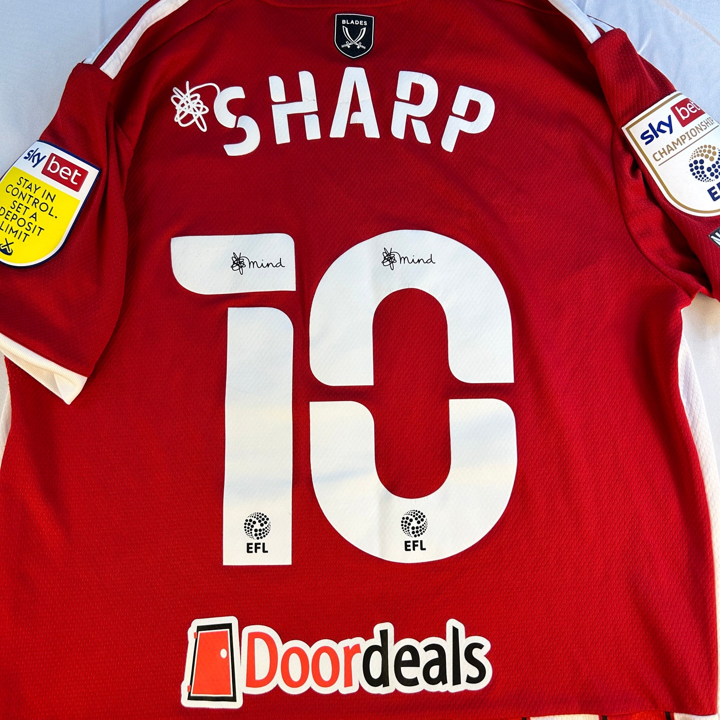 Sheffield United 2021/2021 Match Worn Home Shirt - Sharp 10