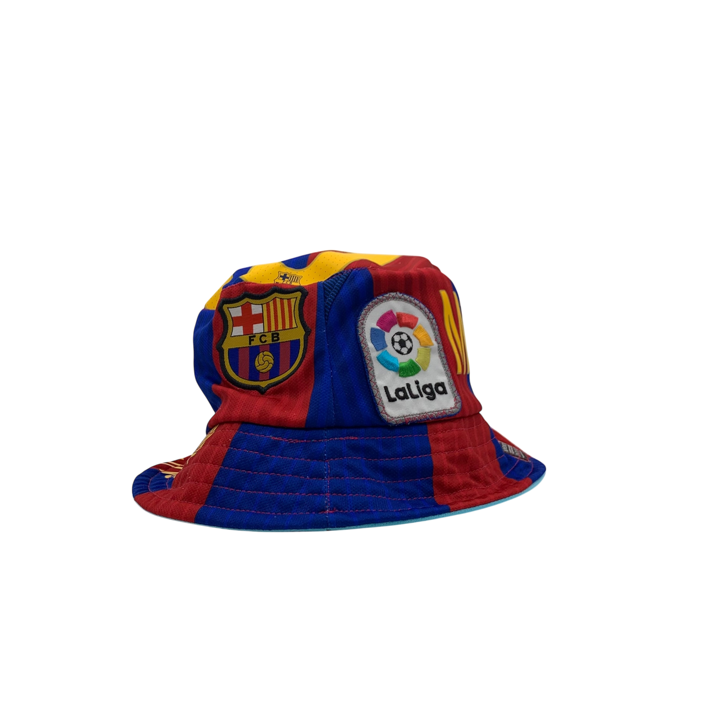 Barcelona Upcycled Messi Shirt Bucket Hat - Reversible