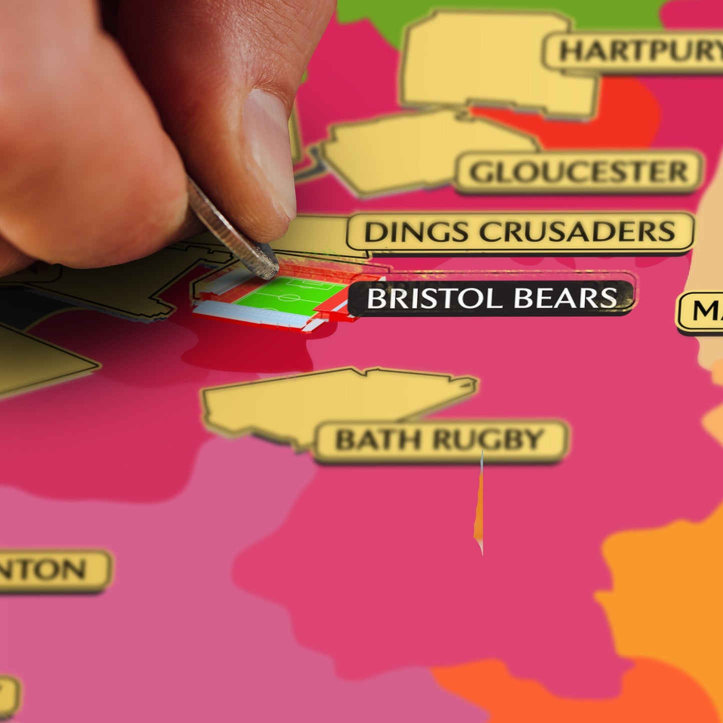 English Rugby Union Stadium Scratch Off Map