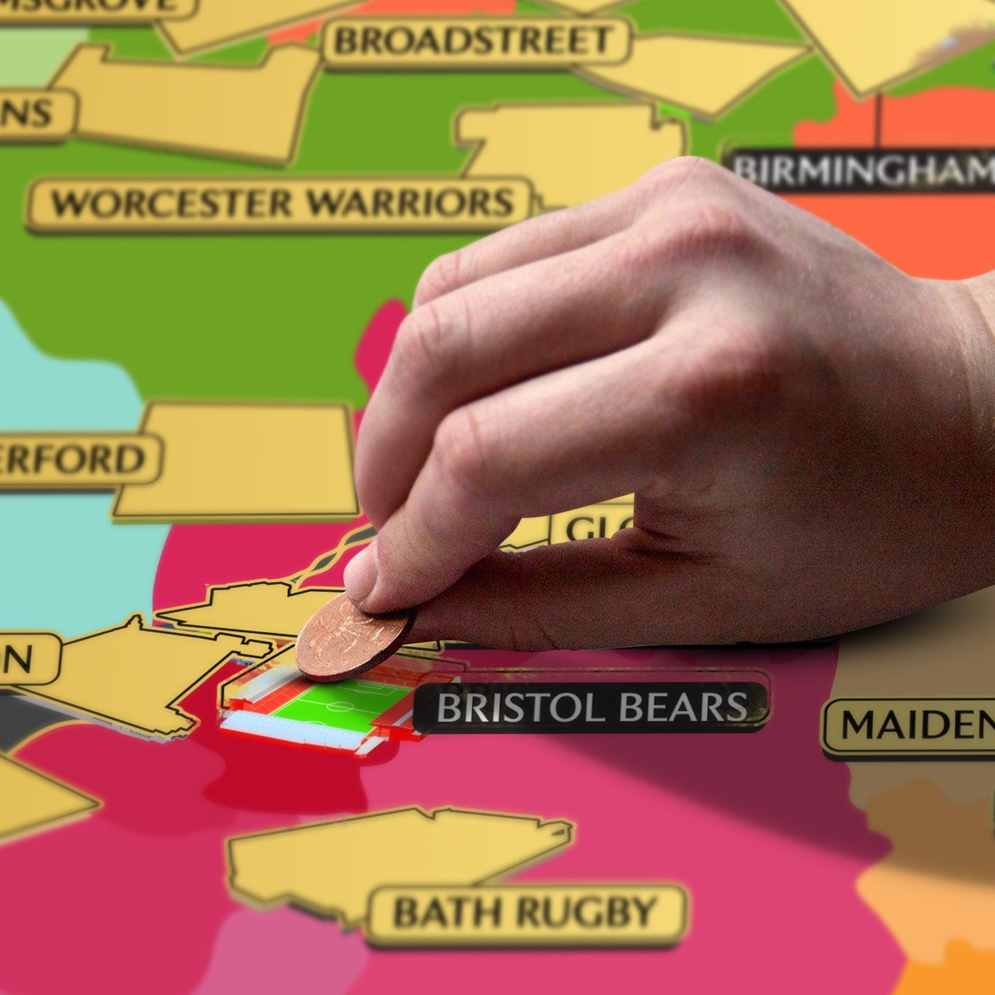 English Rugby Union Stadium Scratch Off Map