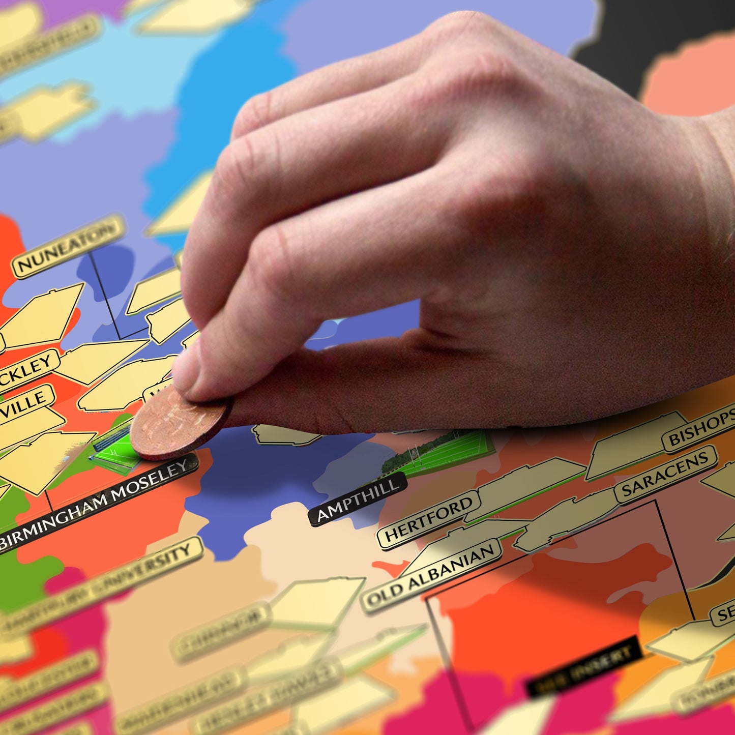 English Rugby Union Stadium Scratch Off Map