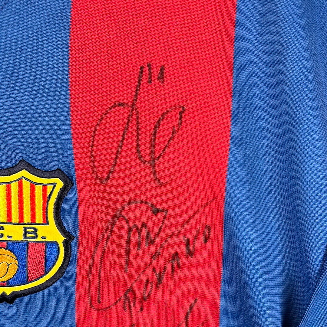 Barcelona 1998/1999 Squad Signed Home Shirt - Large - Excellent Condition