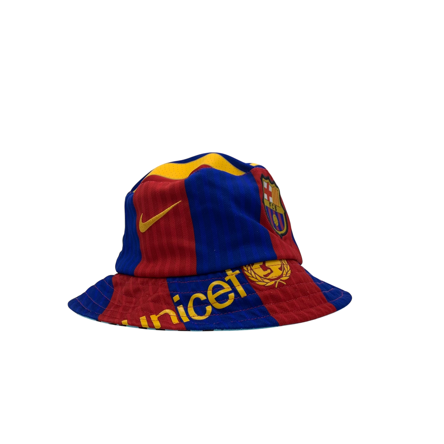 Barcelona Upcycled Messi Shirt Bucket Hat - Reversible