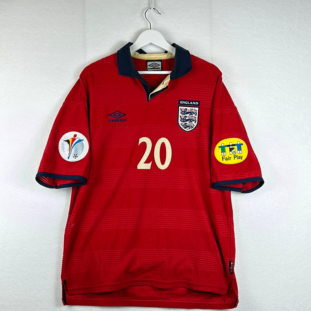 England Player Issue Euro 2000 Away Shirt - Front with 20 print