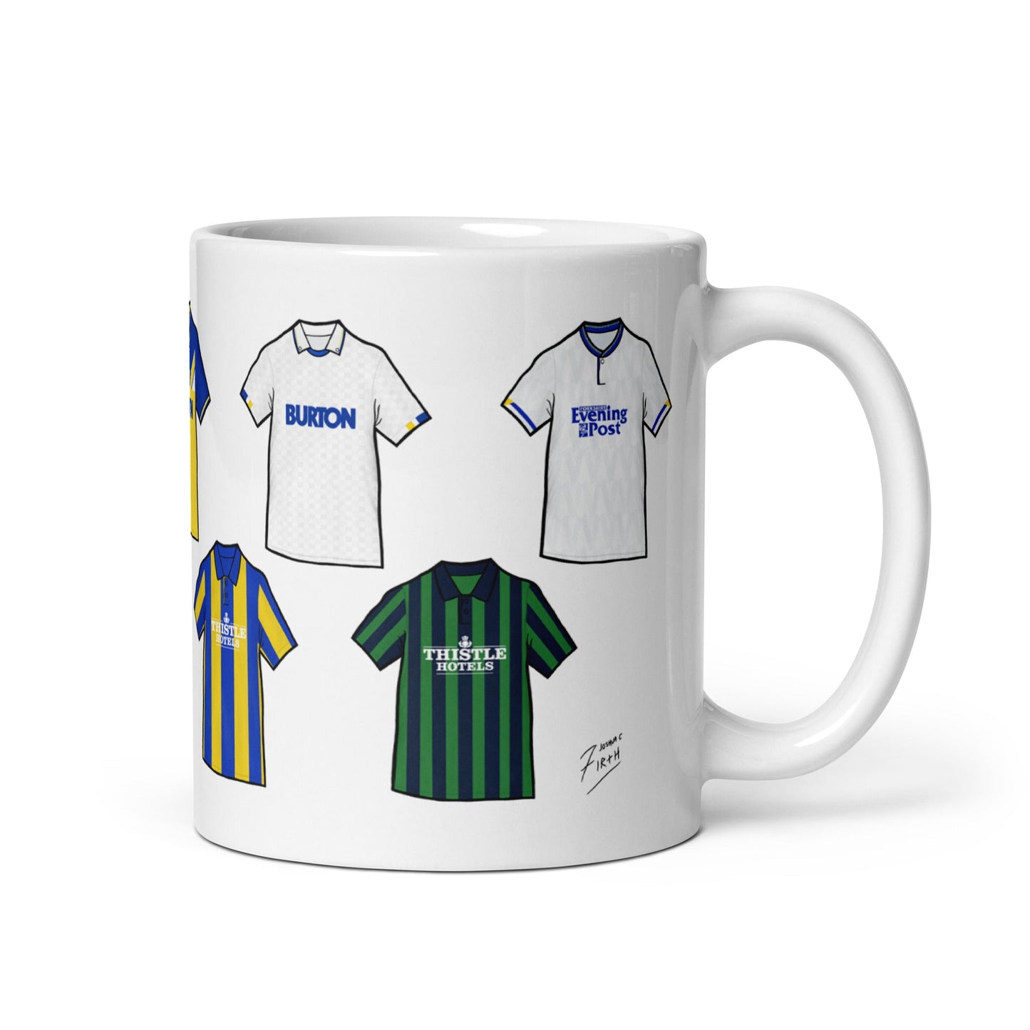 Leeds Retro Shirts Illustrated Handmade Ceramic Football Mug