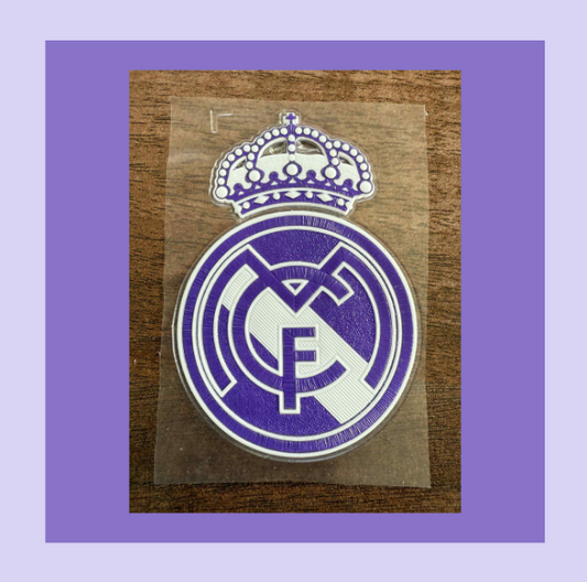 La Liga Real Madrid Purple White Silicon Iron On Patch Badge 75 x 50mm